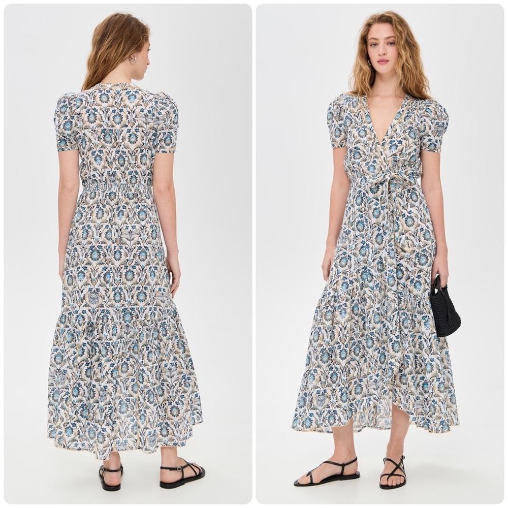 New! Poupette St Barth Baba Ct Stripe Pm Long Printed Dress 🦋 XS